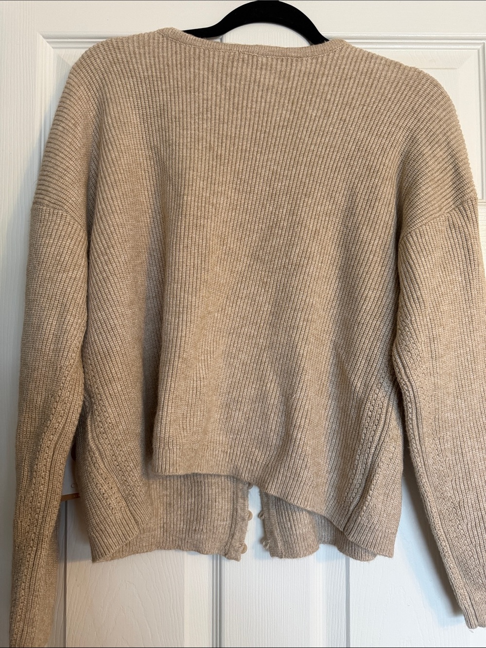 Cyrus Beige Ribbed Button-Front V-Neck Cardigan - Picture 4 of 4